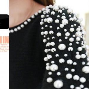 Women Sexy Embellished Plastic Pearls Beaded..