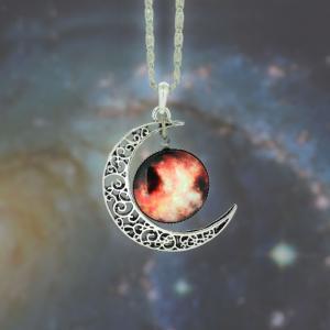 Silver Necklace, Galaxy Cabochon Necklace,charm..