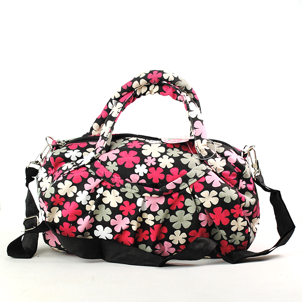Flying Five-leaf Floral Print All-match Cotton Canvas Handbag Shoulder Bag