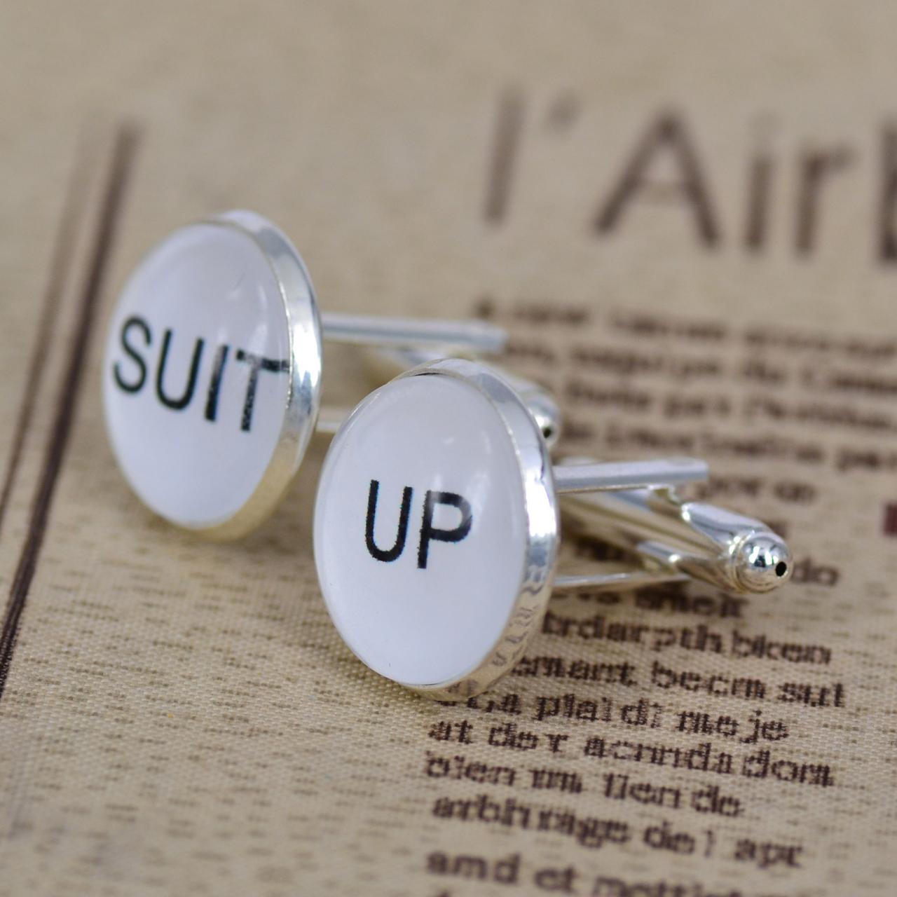 2 Pcs Personalized Suit Up Groomsmen Cufflinks Great Groomsmen Wedding Gift